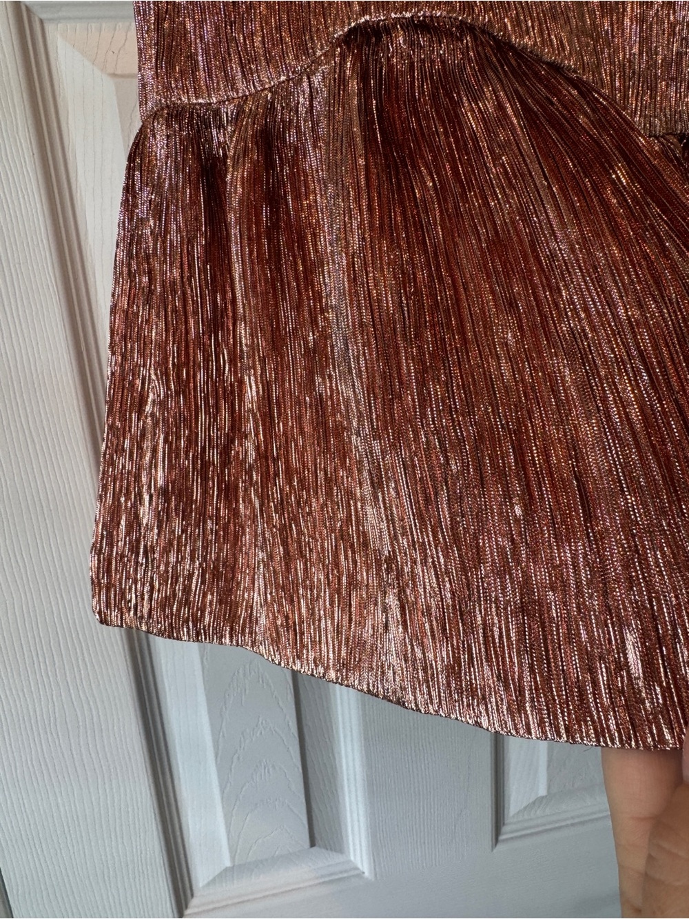 J. Crew Metallic Rose Gold Fluted Skirt NWT sz 16 - Picture 6 of 7